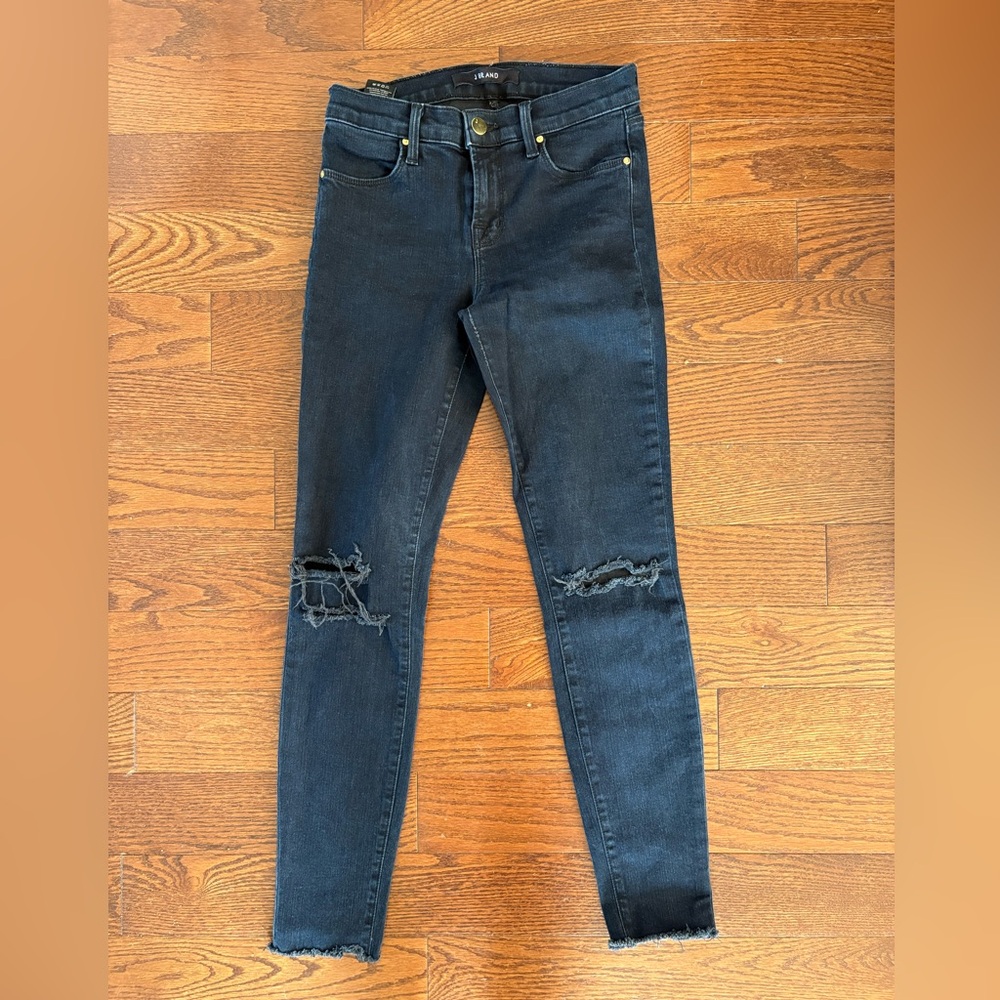 J Brand Dark Blue Ripped Jeans